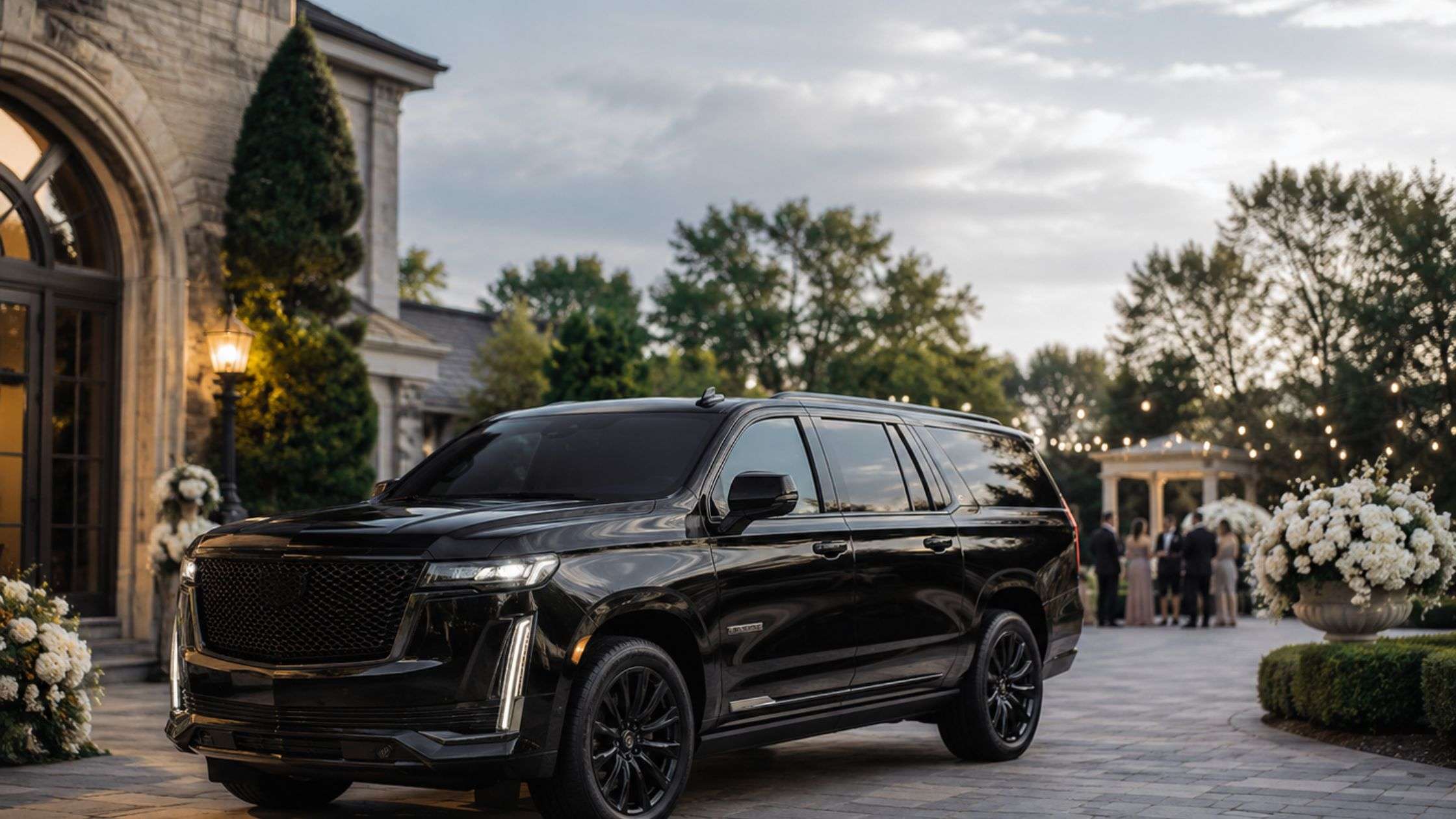 Simcoe County Limousine Services black SUV for wedding transportation in Barrie